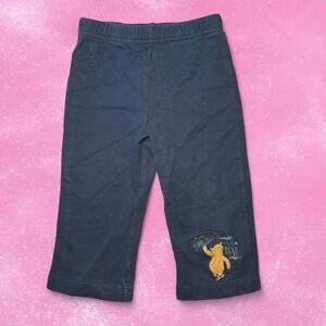 Navy Blue Winnie The Pooh Embroidered Pants
